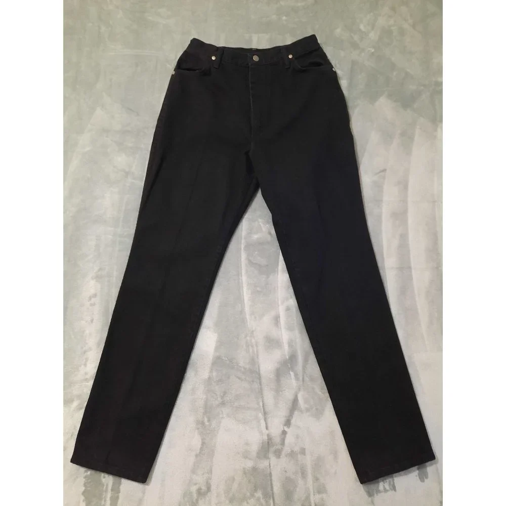 VTG 80s Wrangler Women's Size 15/16 Black Cowgirl Rodeo Wedge Fit Denim Jeans